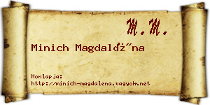 Minich Magdaléna névjegykártya